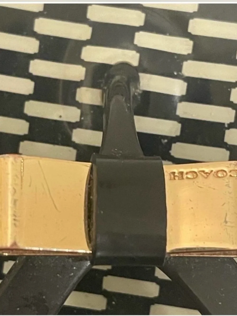 Coach Black and Gold Bow Jelly Flip Sandals